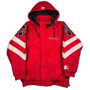 Vintage Nebraska Cornhuskers Starter Jacket Men's M Full Zip Football Puffer 90s
